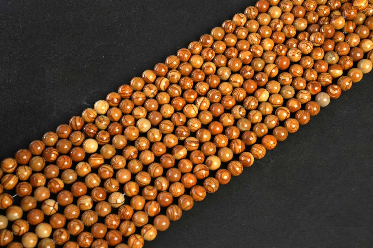 Natural Camel Skin Jasper Gemstone Round Smooth Beads String 15.5 Inches Long 4/6/8/10 MM for Jewelry Making and Crafting - AS & JG