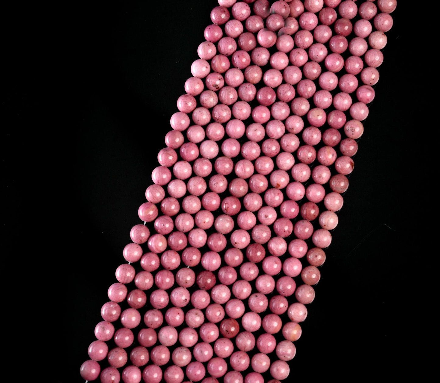 Natural Rhodonite A Gemstone Round Smooth Beads String 15.5 Inches Long 4/6/8/10 MM for Jewelry Making and Crafting - AS & JG