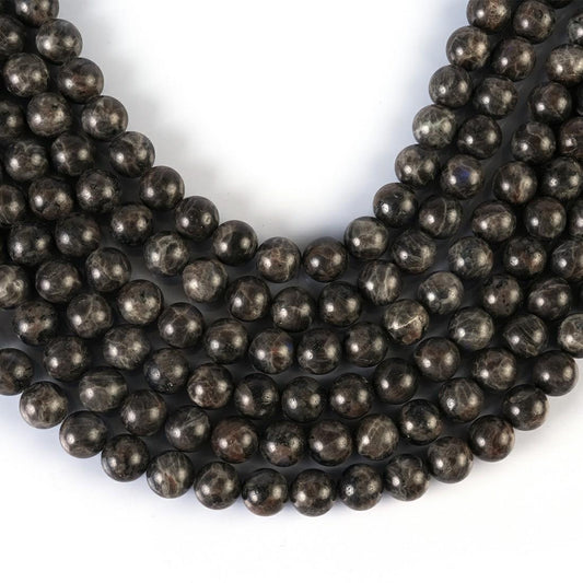 Natural Chocolate Labradorite Gemstone Round Smooth Beads String 15.5 Inches Long 4/6/8/10 MM for Jewelry Making and Crafting - AS & JG