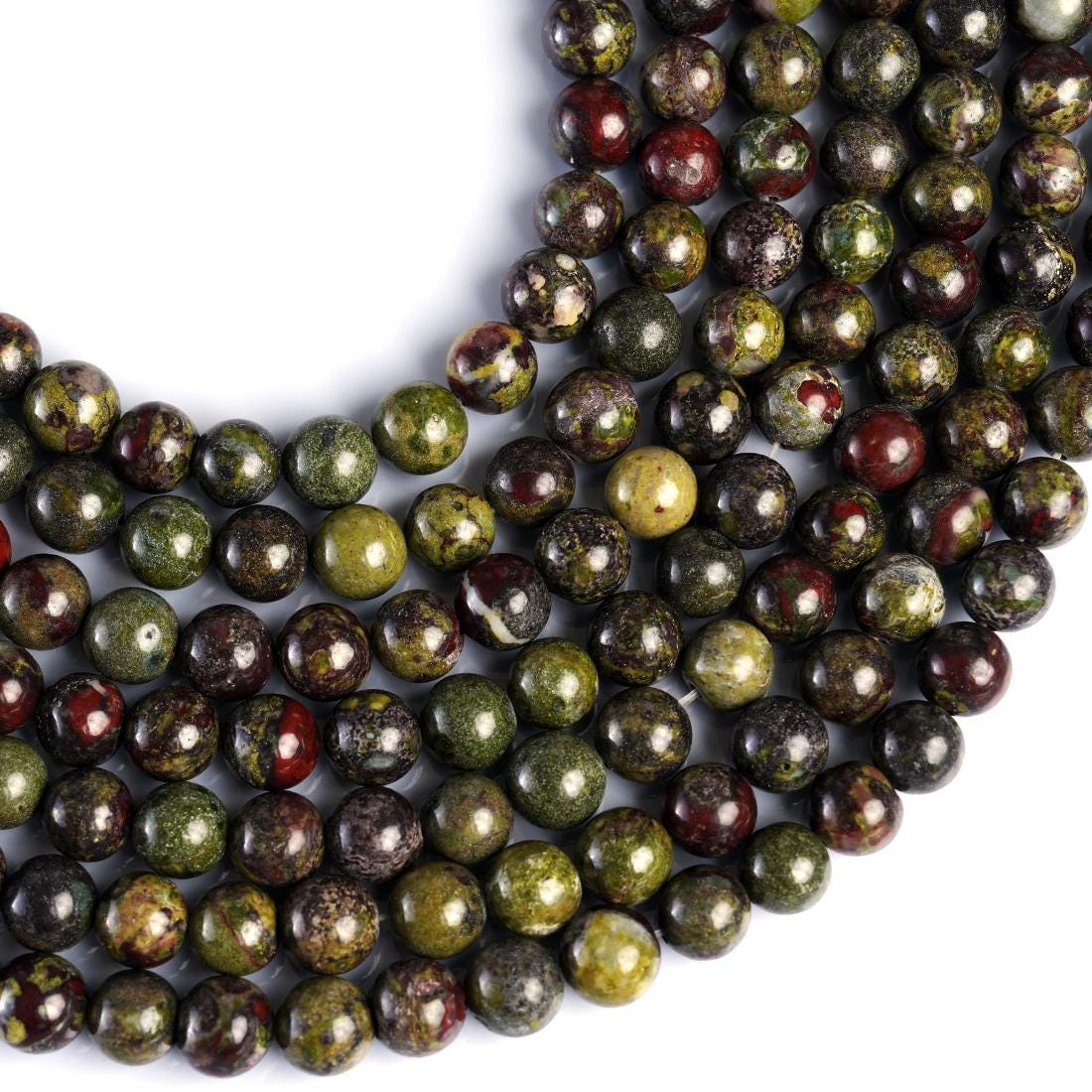 Natural Dragon Blood Jasper Gemstone Round Smooth Beads String 15.5 Inches Long 4/6/8/10 MM for Jewelry Making and Crafting - AS & JG
