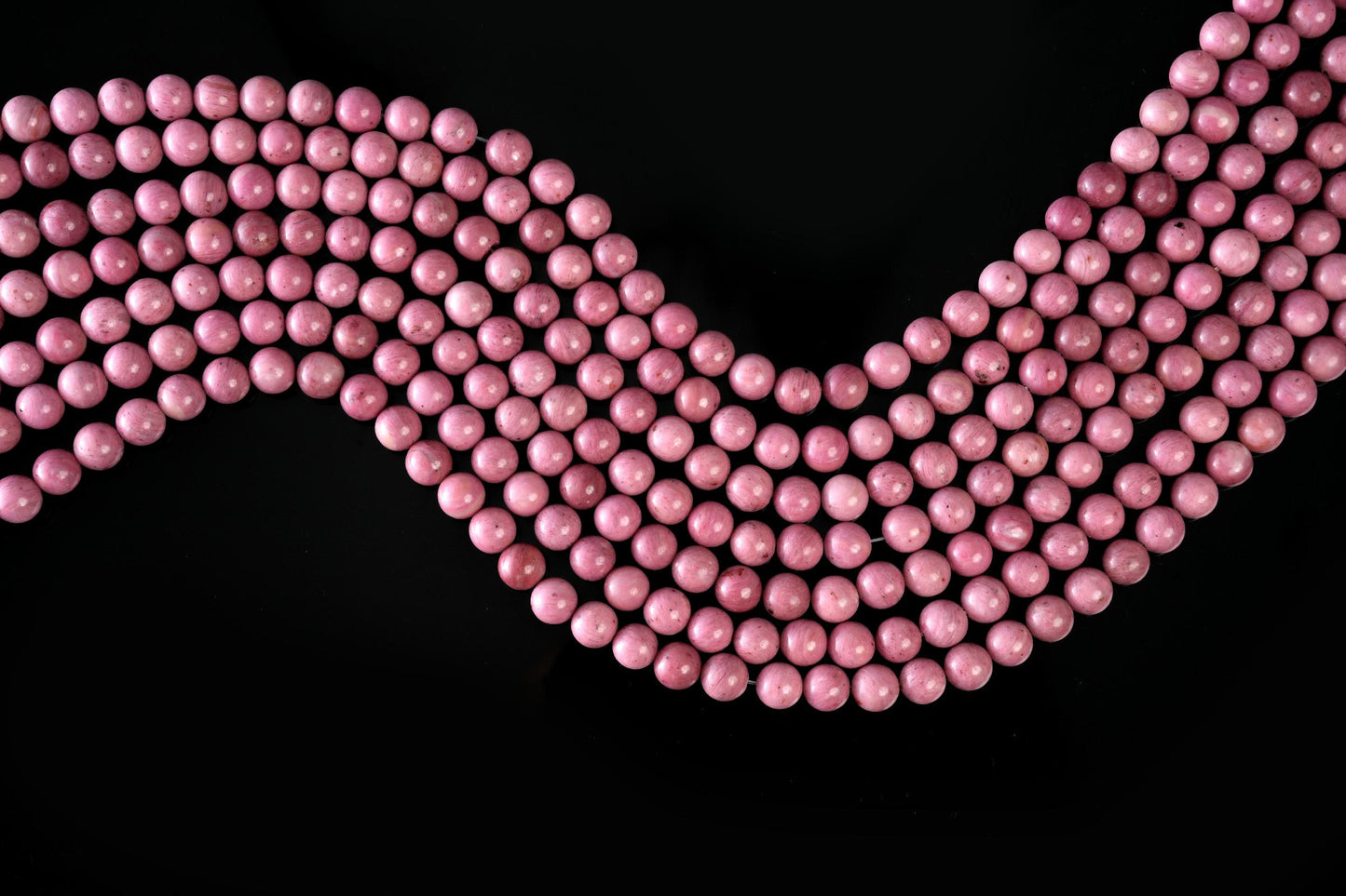 Natural Rhodonite A Gemstone Round Smooth Beads String 15.5 Inches Long 4/6/8/10 MM for Jewelry Making and Crafting - AS & JG