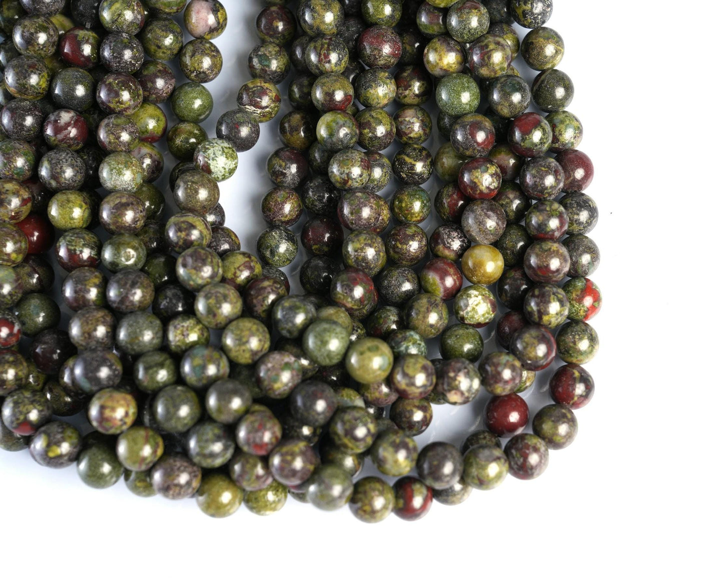 Natural Dragon Blood Jasper Gemstone Round Smooth Beads String 15.5 Inches Long 4/6/8/10 MM for Jewelry Making and Crafting - AS & JG