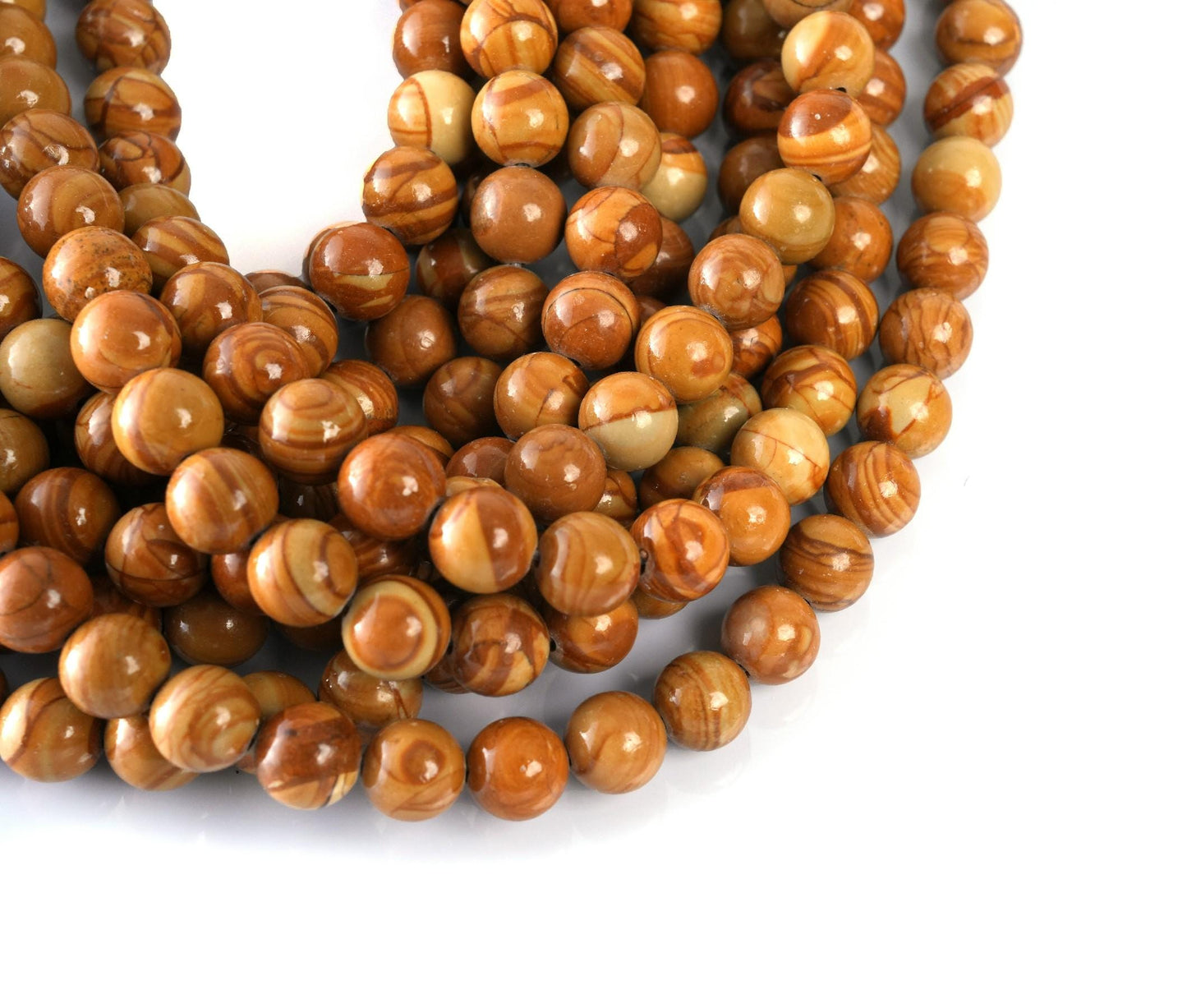 Natural Camel Skin Jasper Gemstone Round Smooth Beads String 15.5 Inches Long 4/6/8/10 MM for Jewelry Making and Crafting - AS & JG