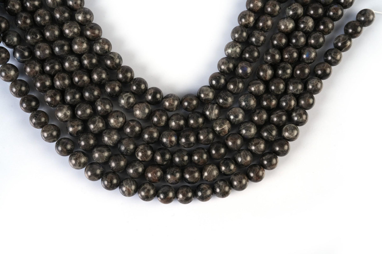 Natural Chocolate Labradorite Gemstone Round Smooth Beads String 15.5 Inches Long 4/6/8/10 MM for Jewelry Making and Crafting - AS & JG
