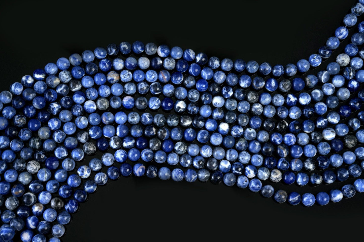 Natural Sodalite B Gemstone Round Smooth Beads String 15.5 Inches Long 4/6/8/10 MM for Jewelry Making and Crafting - AS & JG