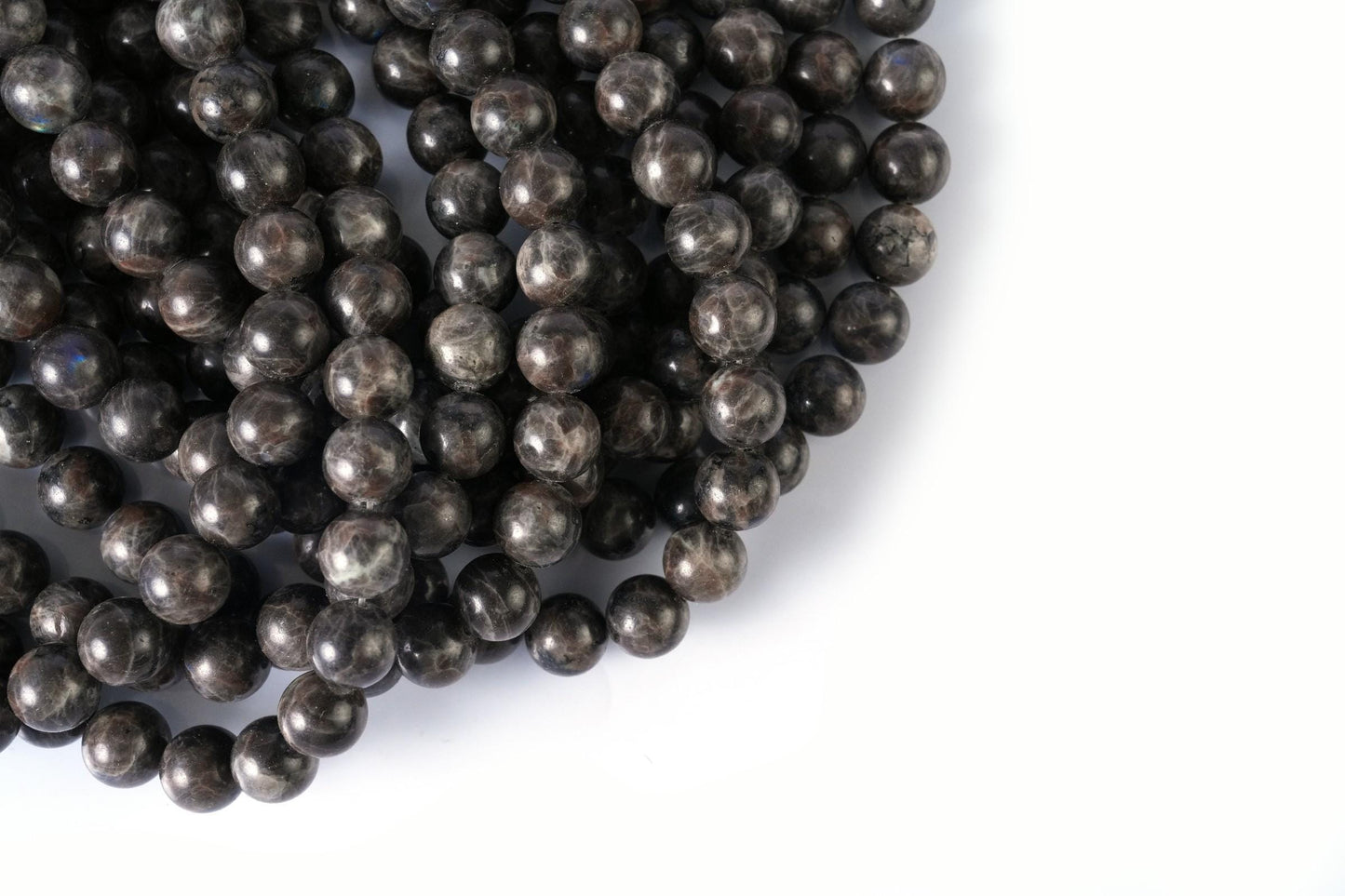 Natural Chocolate Labradorite Gemstone Round Smooth Beads String 15.5 Inches Long 4/6/8/10 MM for Jewelry Making and Crafting - AS & JG