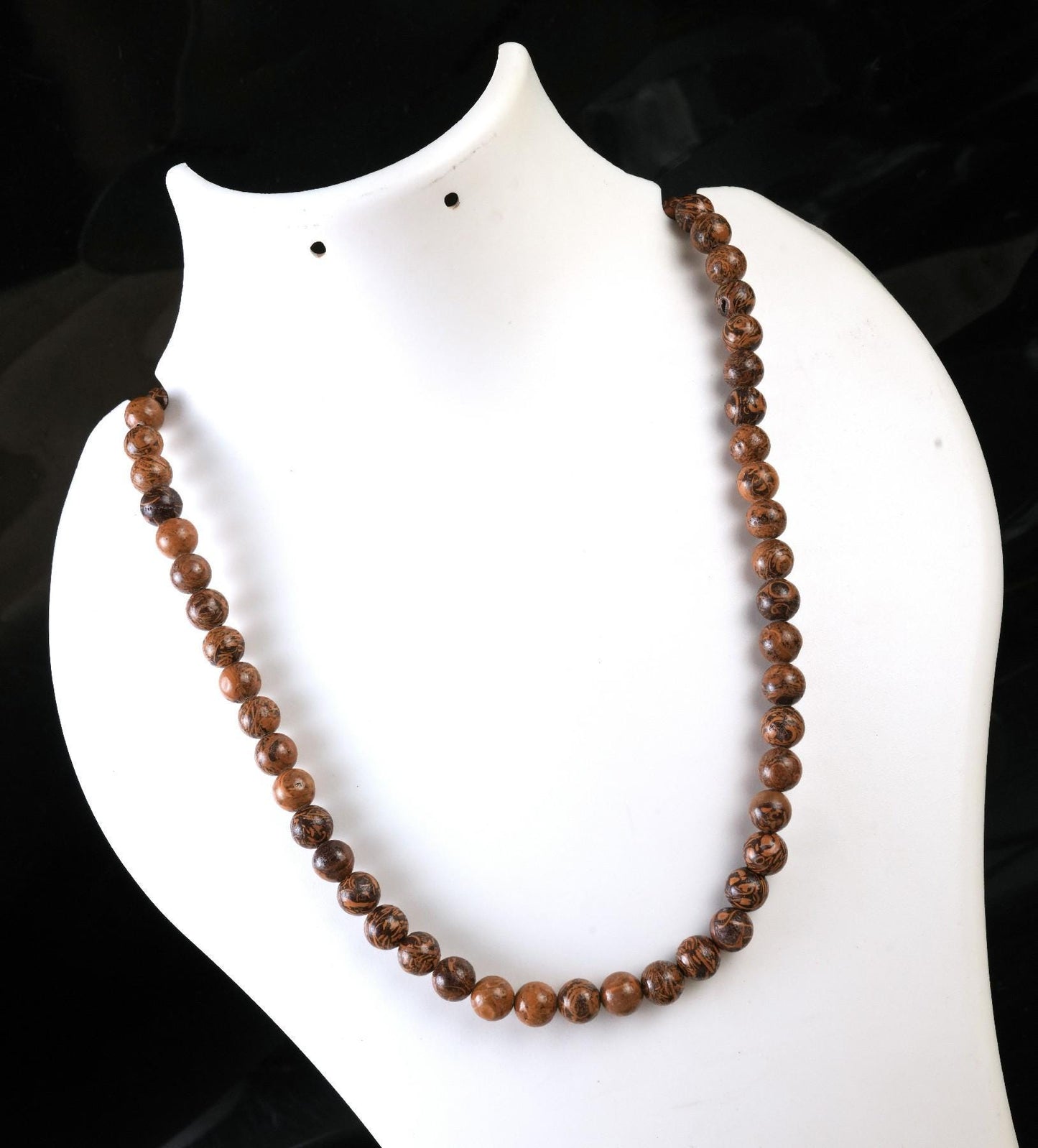 Genuine Mariam Jasper Beads Necklace / Handcrafted Adjustable Mala Necklace / 8 MM Round Smooth Beaded Necklace Jewelry For Her- AS & JG
