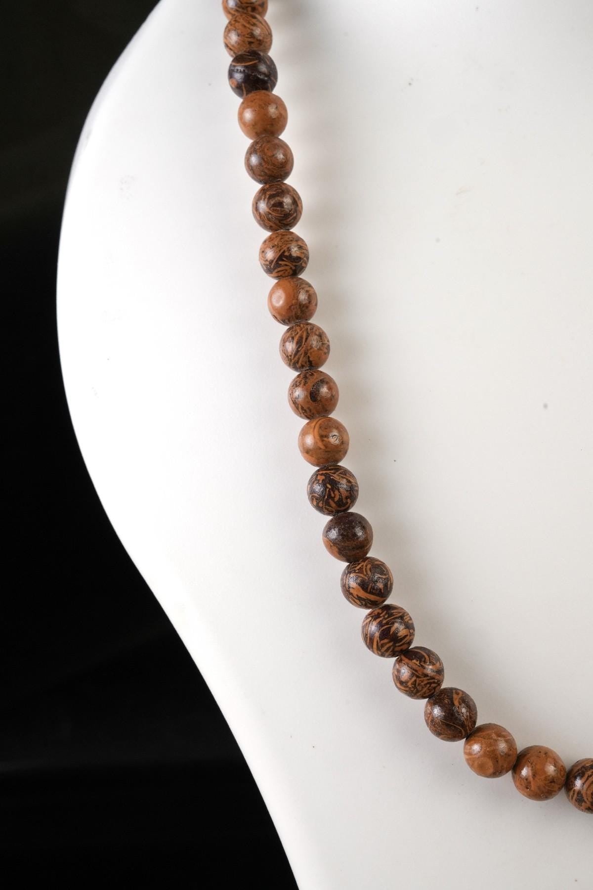 Genuine Mariam Jasper Beads Necklace / Handcrafted Adjustable Mala Necklace / 8 MM Round Smooth Beaded Necklace Jewelry For Her- AS & JG