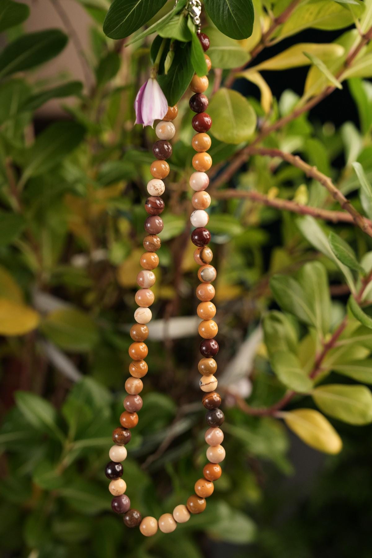 Genuine Mookaite Beads Necklace / Handcrafted Adjustable Mala Necklace / 8 MM Round Smooth Beaded Necklace Jewelry For Her - AS & JG