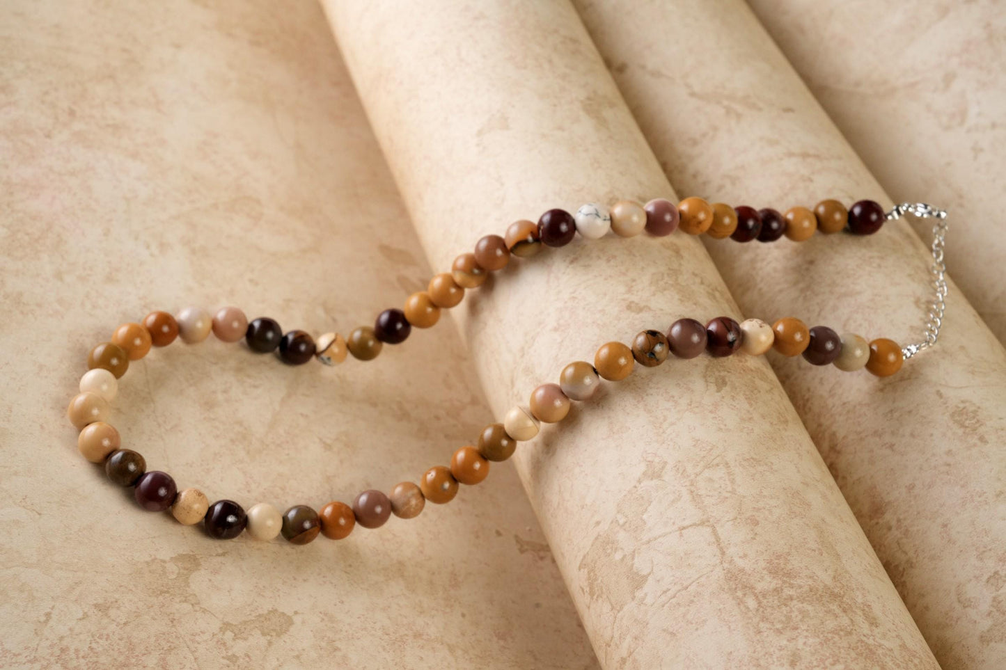 Genuine Mookaite Beads Necklace / Handcrafted Adjustable Mala Necklace / 8 MM Round Smooth Beaded Necklace Jewelry For Her - AS & JG