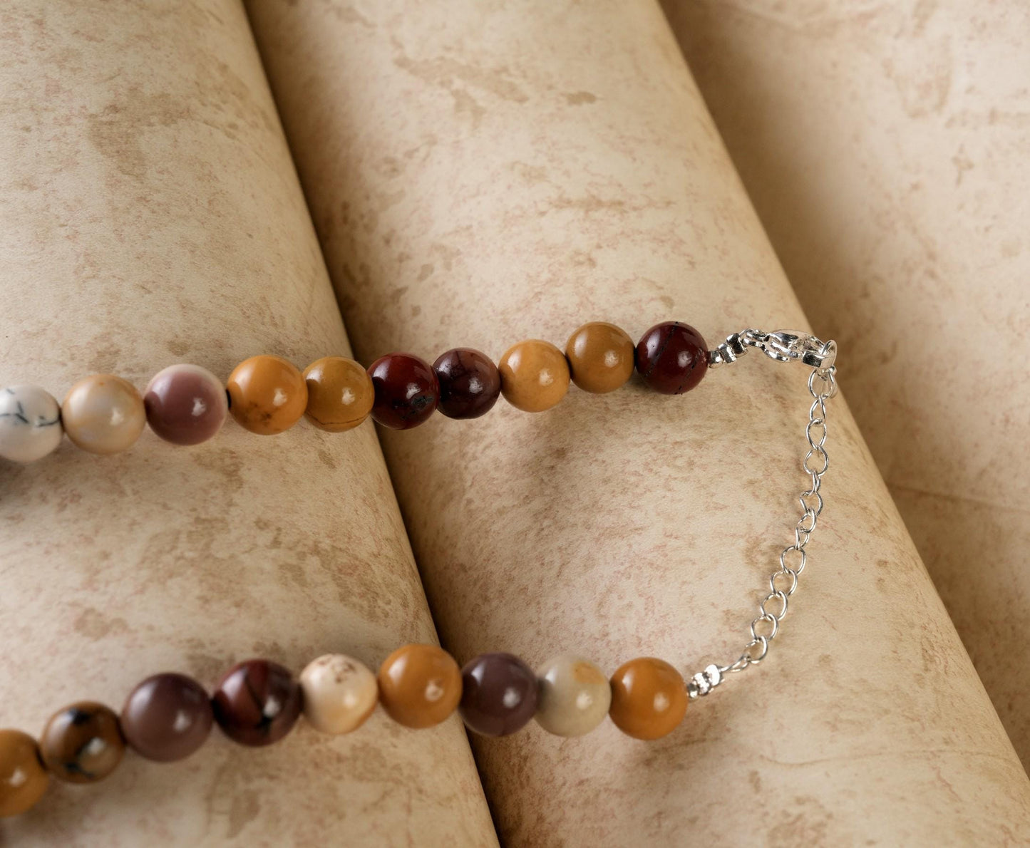 Genuine Mookaite Beads Necklace / Handcrafted Adjustable Mala Necklace / 8 MM Round Smooth Beaded Necklace Jewelry For Her - AS & JG