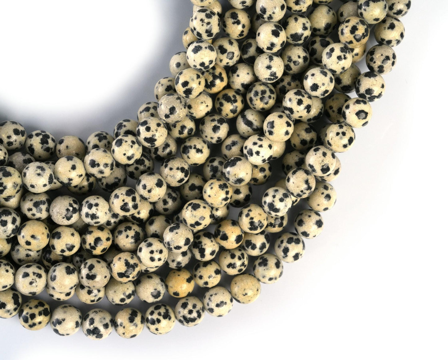 Natural Dalmatian Jasper Gemstone Round Smooth Beads String 15.5 Inches Long 4/6/8/10 MM for Jewelry Making and Crafting - AS & JG