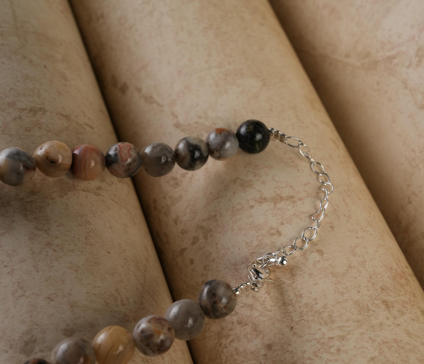 Genuine Crazy Lace Agate Beads Necklace / Handcrafted Adjustable Mala Necklace / 8 MM Round Smooth Beaded Necklace Jewelry For Her - AS & JG
