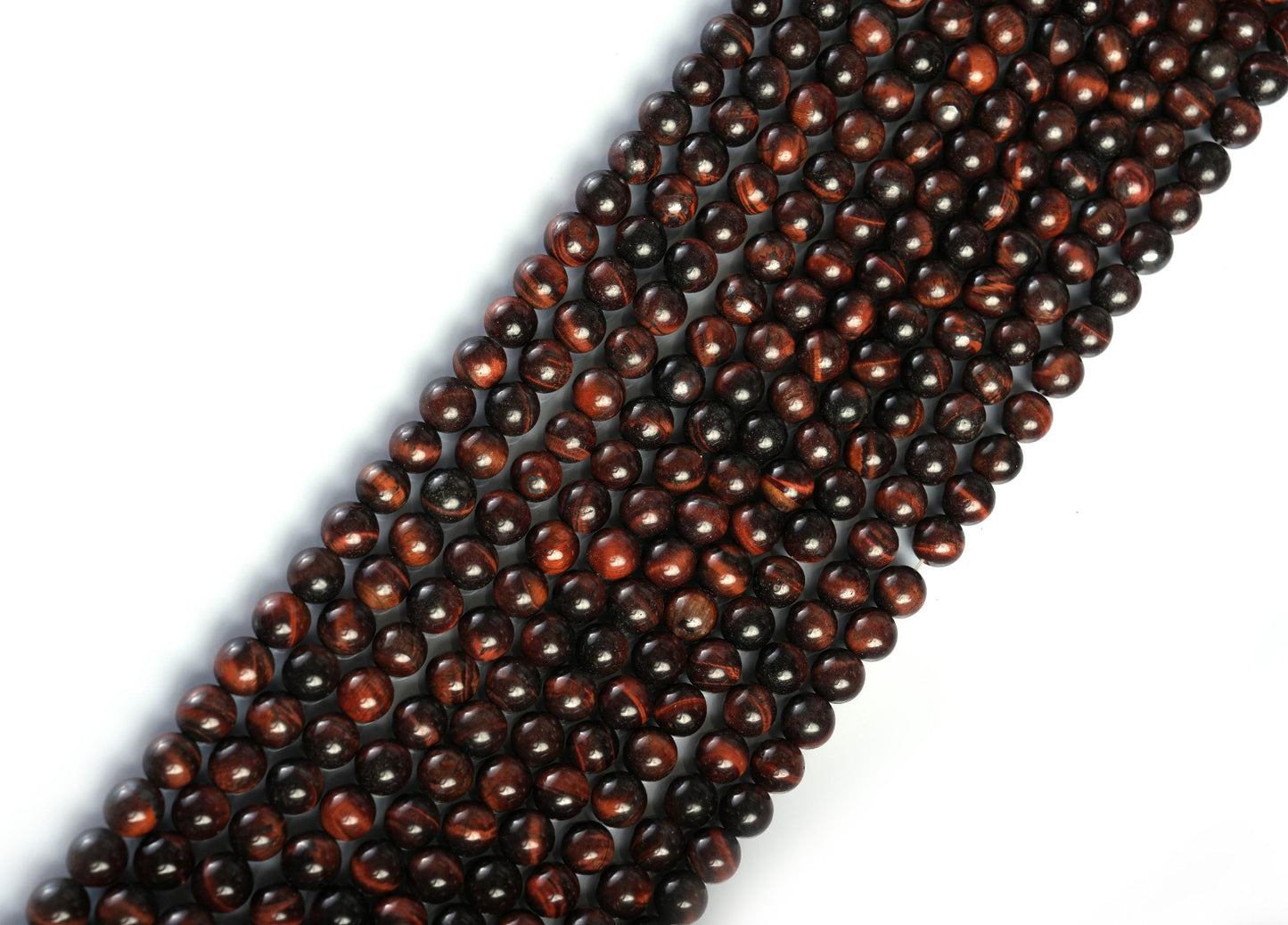Natural Red Tiger's Eye Gemstone Round Smooth Beads String 15.5 Inches Long 4/6/8/10 MM for Jewelry Making and Crafting - AS & JG