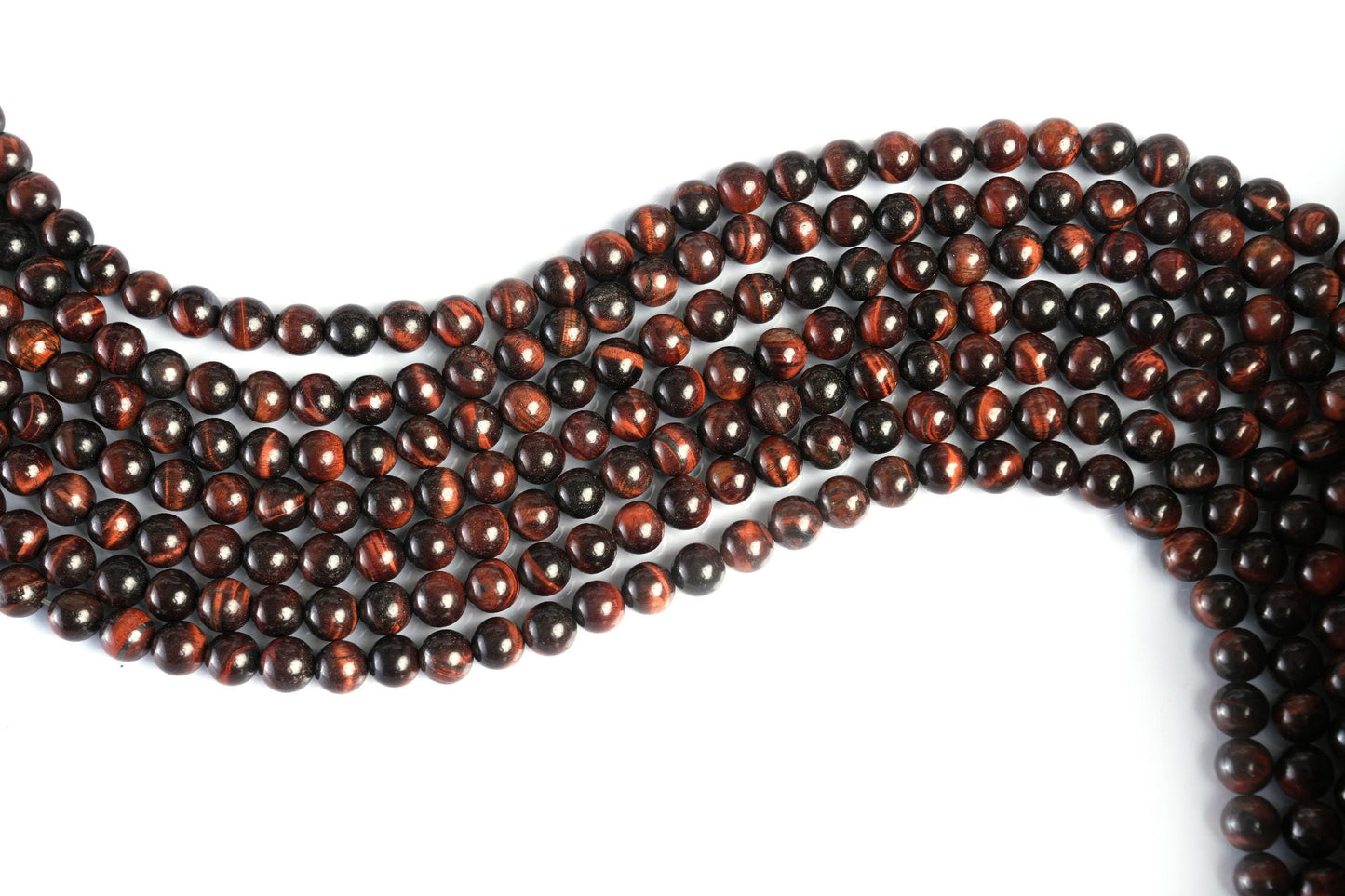 Natural Red Tiger's Eye Gemstone Round Smooth Beads String 15.5 Inches Long 4/6/8/10 MM for Jewelry Making and Crafting - AS & JG