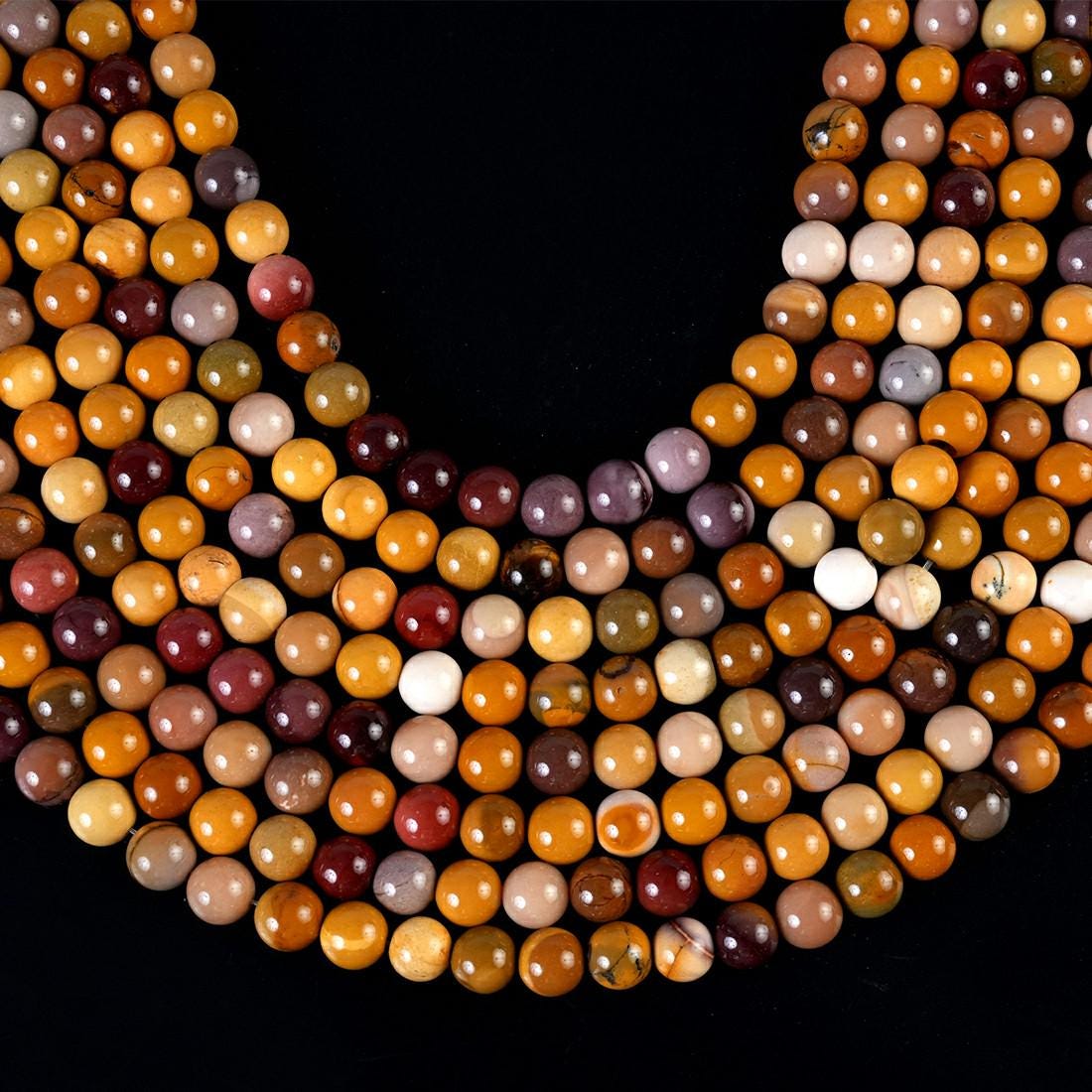 Natural Mookaite Jasper Gemstone Round Smooth Beads String 15.5 Inches Long 4/6/8/10 MM for Jewelry Making and Crafting - AS & JG