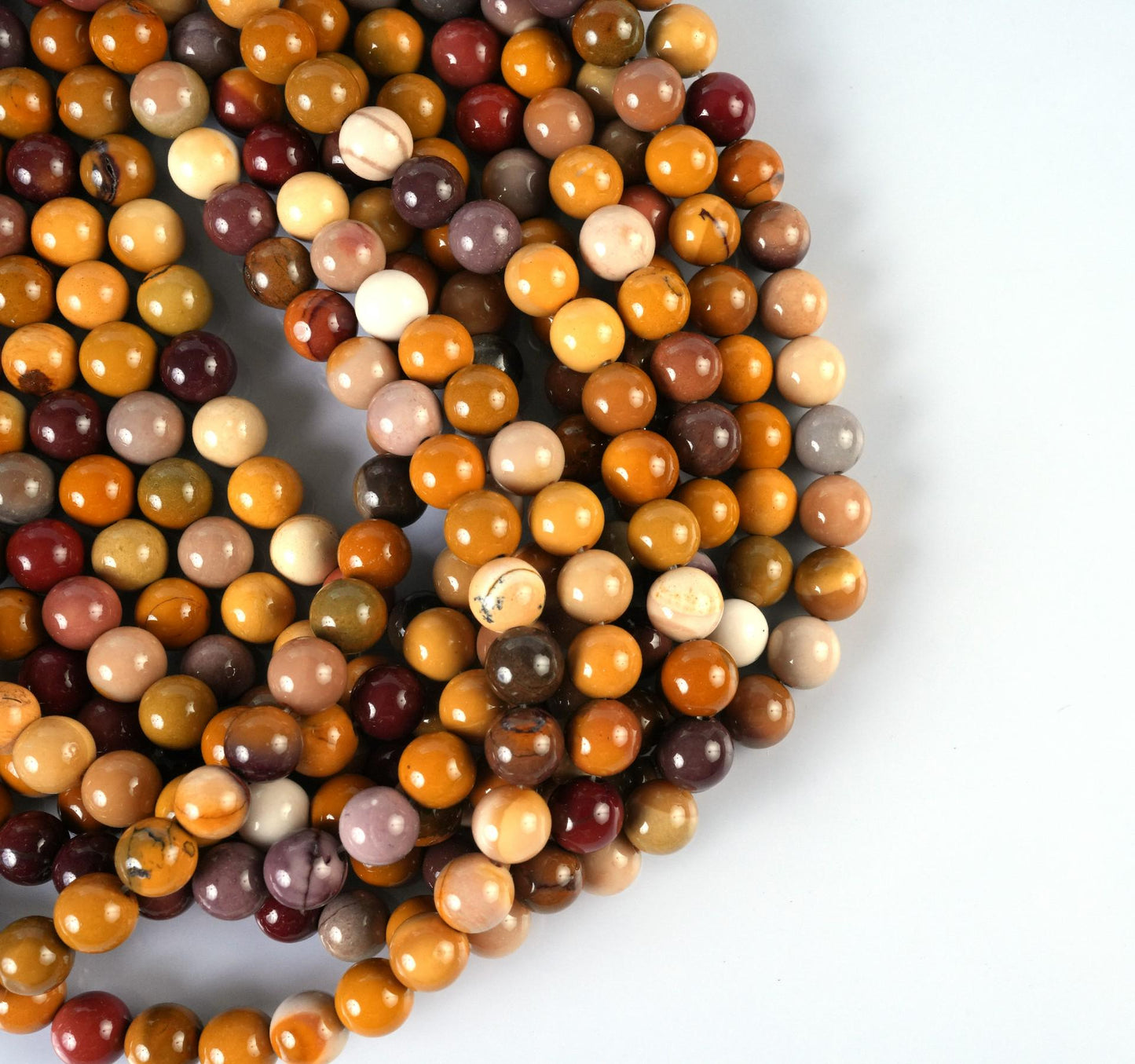 Natural Mookaite Jasper Gemstone Round Smooth Beads String 15.5 Inches Long 4/6/8/10 MM for Jewelry Making and Crafting - AS & JG