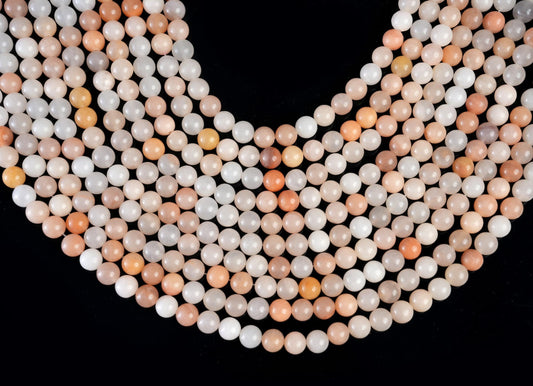 Natural Peach Aventurine Gemstone Round Smooth Beads String 15.5 Inches Long 4/6/8/10 MM for Jewelry Making and Crafting - AS & JG