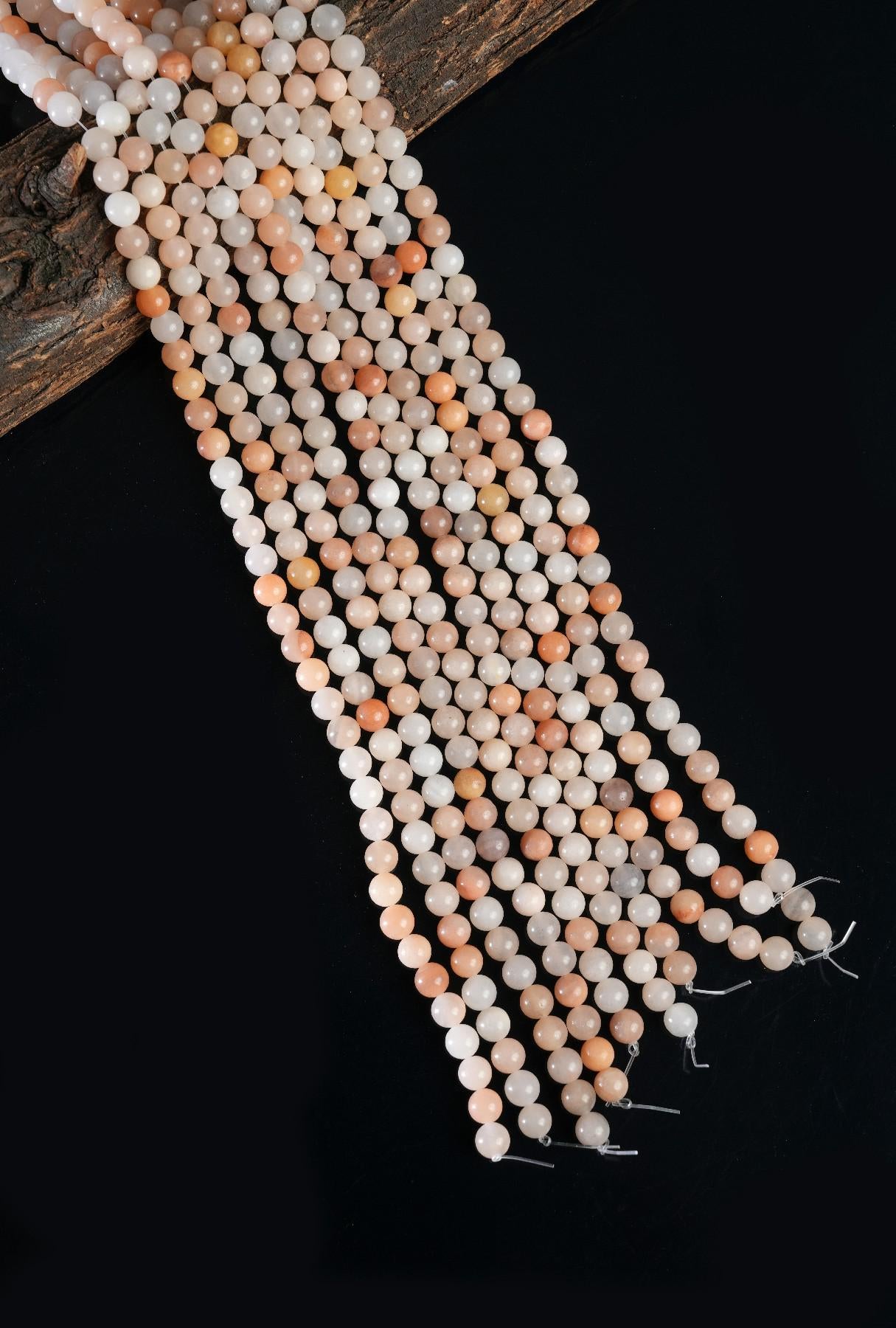 Natural Peach Aventurine Gemstone Round Smooth Beads String 15.5 Inches Long 4/6/8/10 MM for Jewelry Making and Crafting - AS & JG