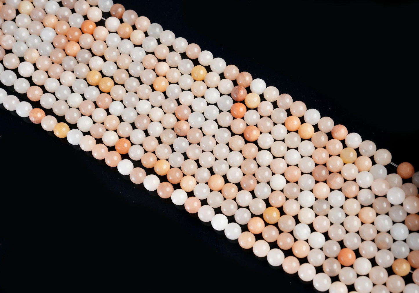 Natural Peach Aventurine Gemstone Round Smooth Beads String 15.5 Inches Long 4/6/8/10 MM for Jewelry Making and Crafting - AS & JG