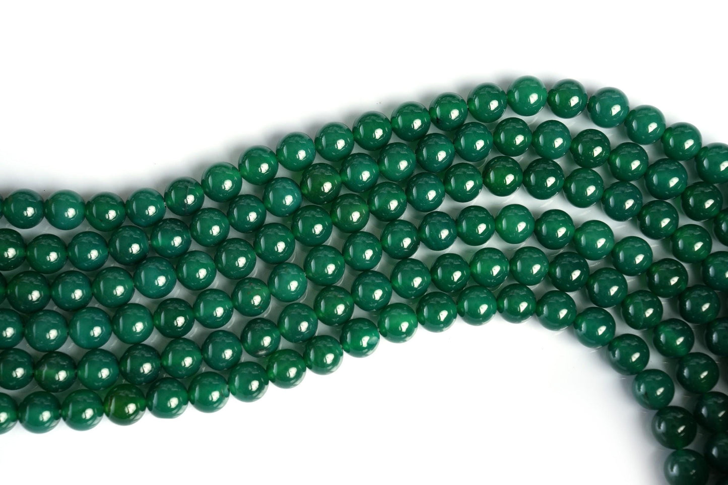 Natural Green Agate Gemstone Round Smooth Beads String 15.5 Inches Long 4/6/8/10 MM for Jewelry Making and Crafting - AS & JG