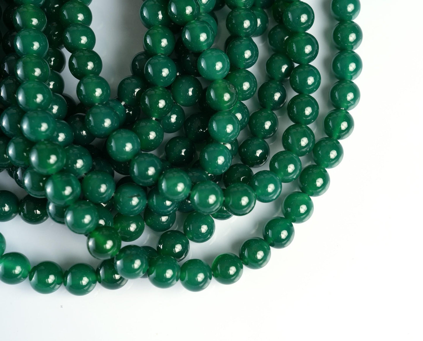 Natural Green Agate Gemstone Round Smooth Beads String 15.5 Inches Long 4/6/8/10 MM for Jewelry Making and Crafting - AS & JG