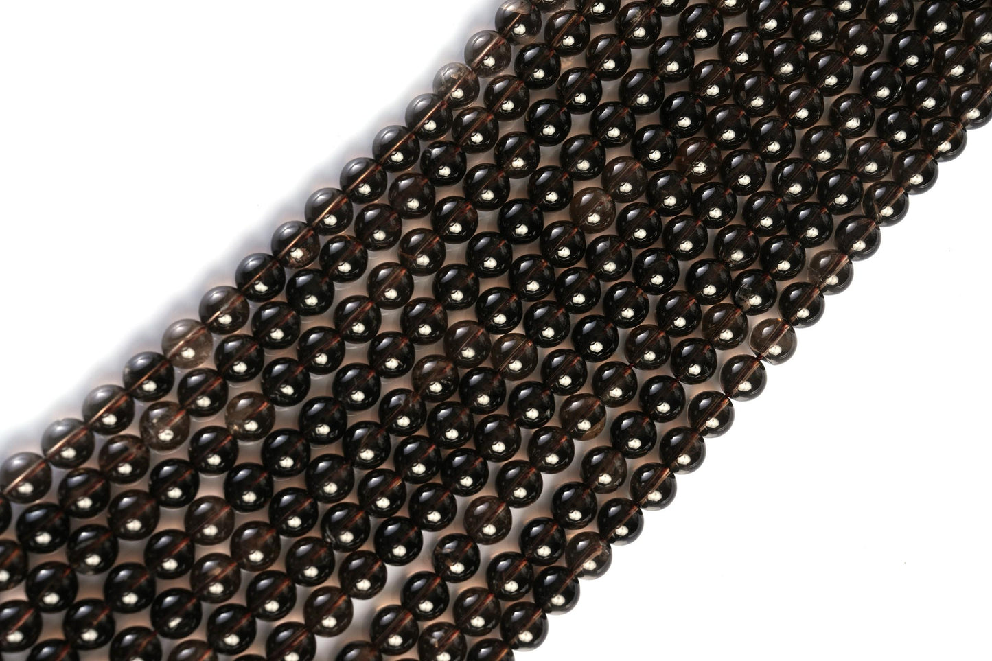 Natural Smoky Quartz Gemstone Round Smooth Beads String 15.5 Inches Long 4/6/8/10 MM for Jewelry Making and Crafting - AS & JG