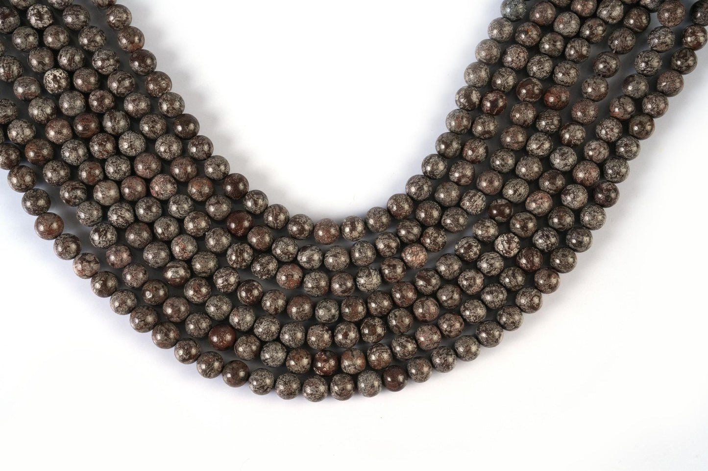 Natural Brown Snowflake Obsidian Gemstone Round Smooth Beads String 15.5 Inches Long 4/6/8/10 MM for Jewelry Making and Crafting - AS & JG