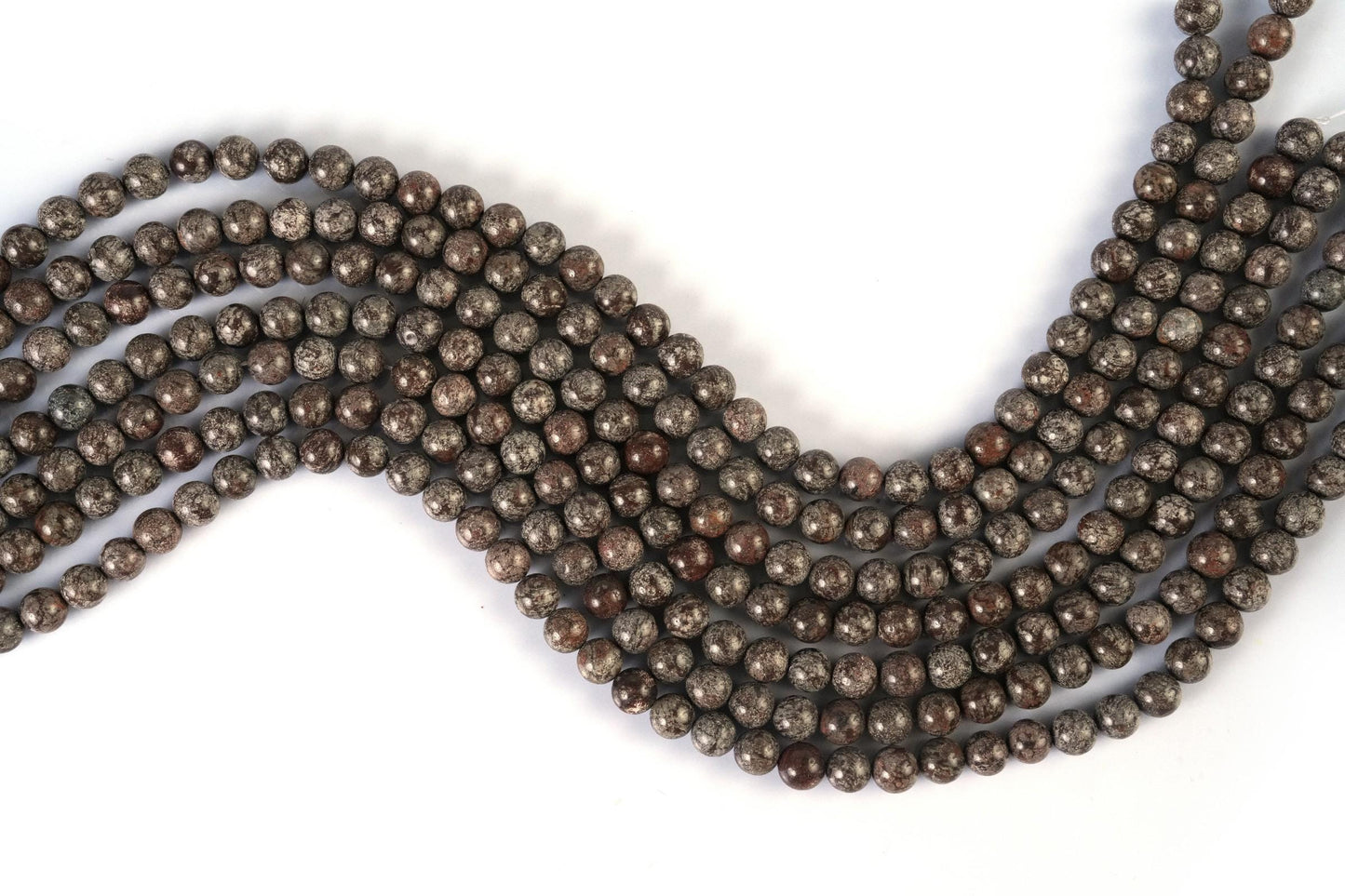 Natural Brown Snowflake Obsidian Gemstone Round Smooth Beads String 15.5 Inches Long 4/6/8/10 MM for Jewelry Making and Crafting - AS & JG