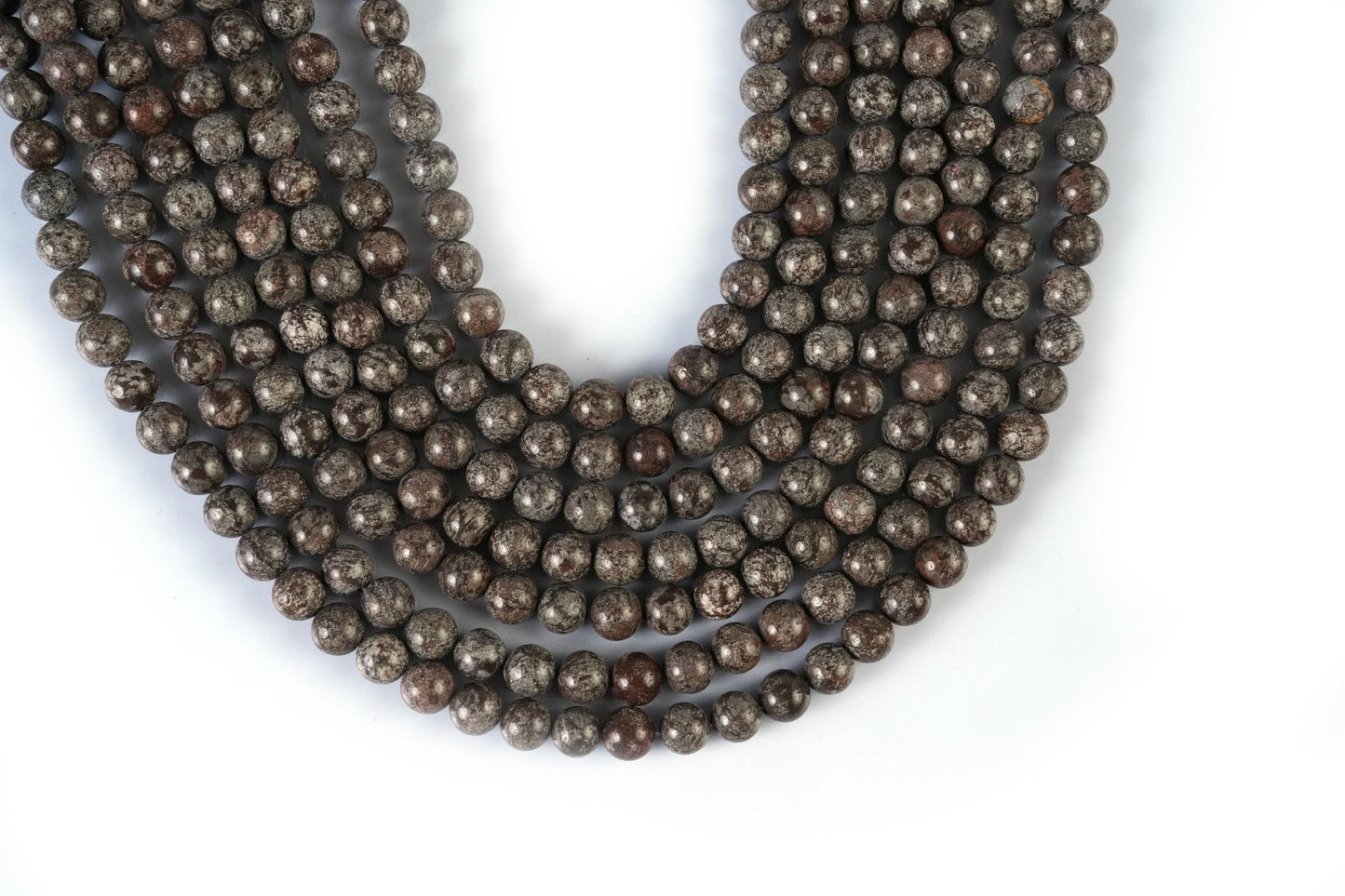 Natural Brown Snowflake Obsidian Gemstone Round Smooth Beads String 15.5 Inches Long 4/6/8/10 MM for Jewelry Making and Crafting - AS & JG