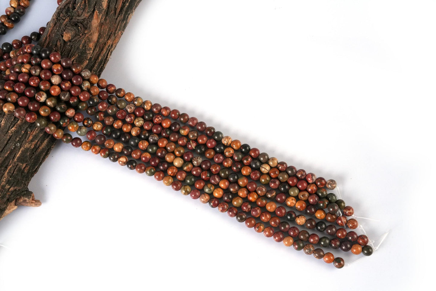 Natural Picasso Jasper Gemstone Round Smooth Beads String 15.5 Inches Long 4/6/8/10 MM for Jewelry Making and Crafting - AS & JG