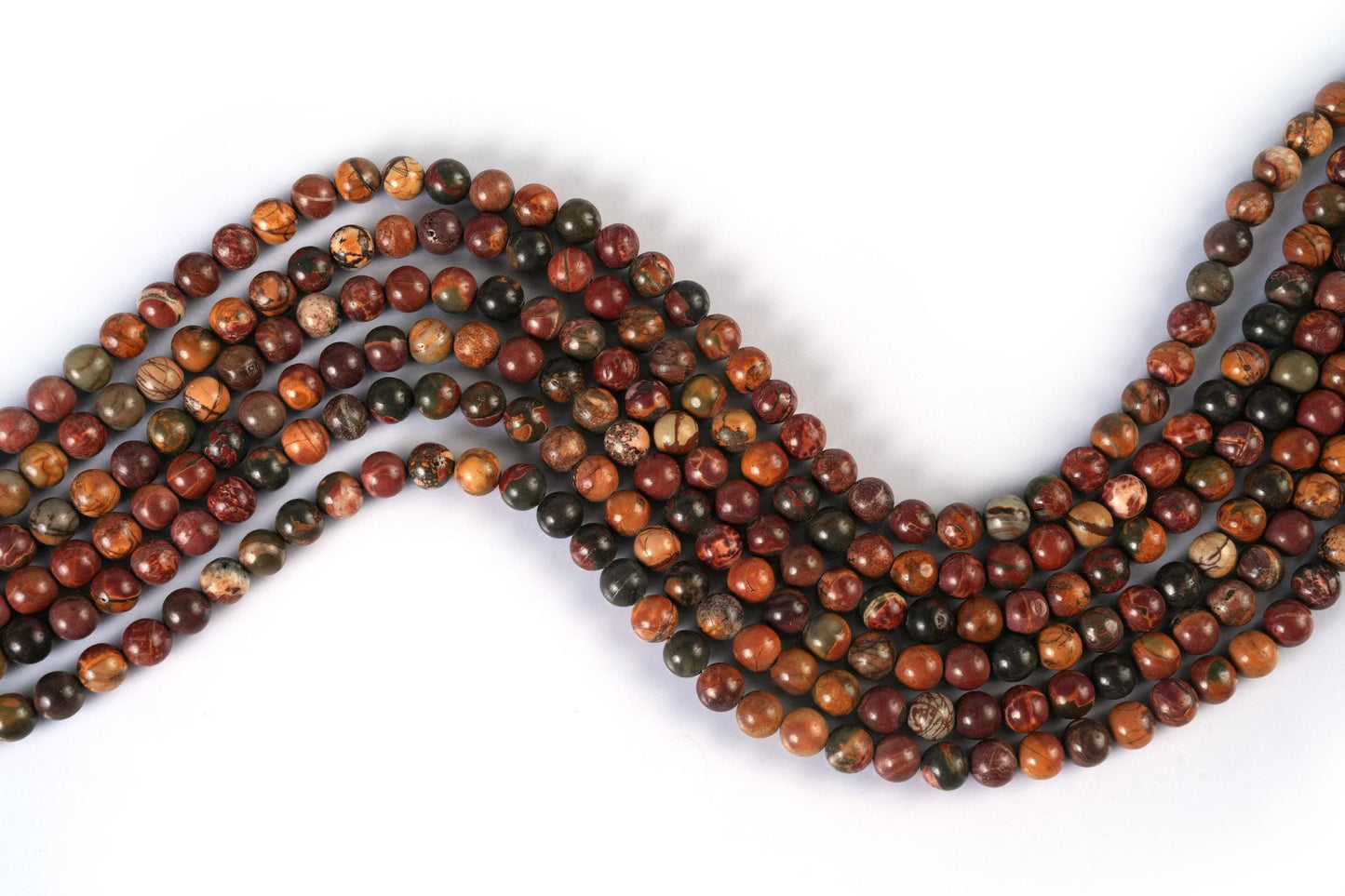 Natural Picasso Jasper Gemstone Round Smooth Beads String 15.5 Inches Long 4/6/8/10 MM for Jewelry Making and Crafting - AS & JG