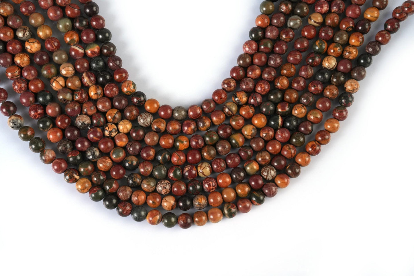 Natural Picasso Jasper Gemstone Round Smooth Beads String 15.5 Inches Long 4/6/8/10 MM for Jewelry Making and Crafting - AS & JG