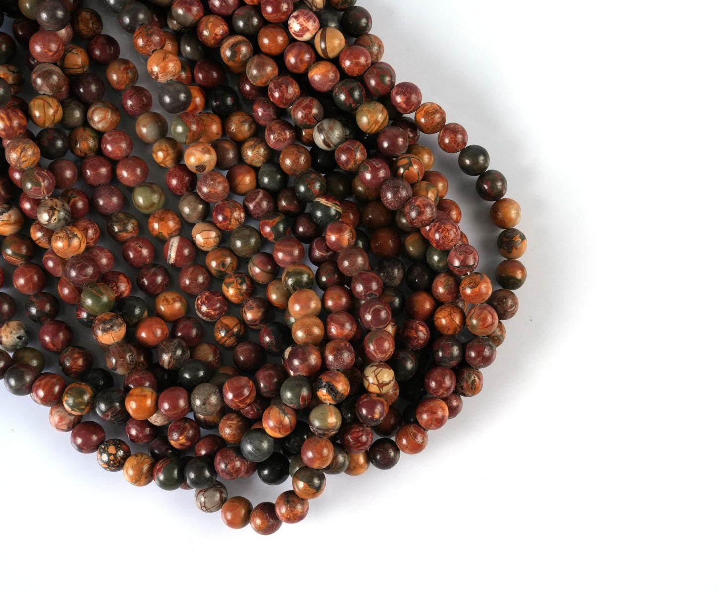 Natural Picasso Jasper Gemstone Round Smooth Beads String 15.5 Inches Long 4/6/8/10 MM for Jewelry Making and Crafting - AS & JG