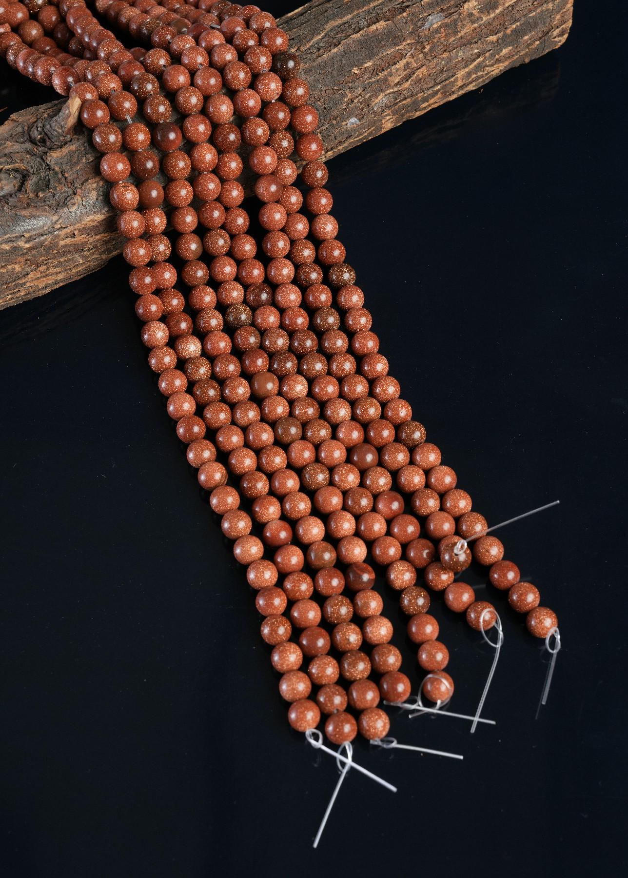 Natural Golden Sandstone Gemstone Round Smooth Beads String 15.5 Inches Long 4/6/8/10 MM for Jewelry Making and Crafting - AS & JG