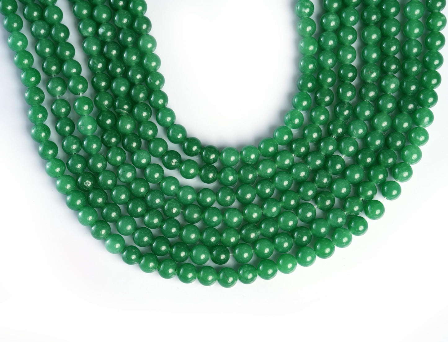 Natural Green Aventurine Gemstone Round Smooth Beads String 15.5 Inches Long 4/6/8/10 MM for Jewelry Making and Crafting - AS & JG