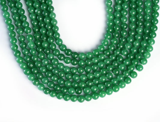 Natural Green Aventurine Gemstone Round Smooth Beads String 15.5 Inches Long 4/6/8/10 MM for Jewelry Making and Crafting - AS & JG