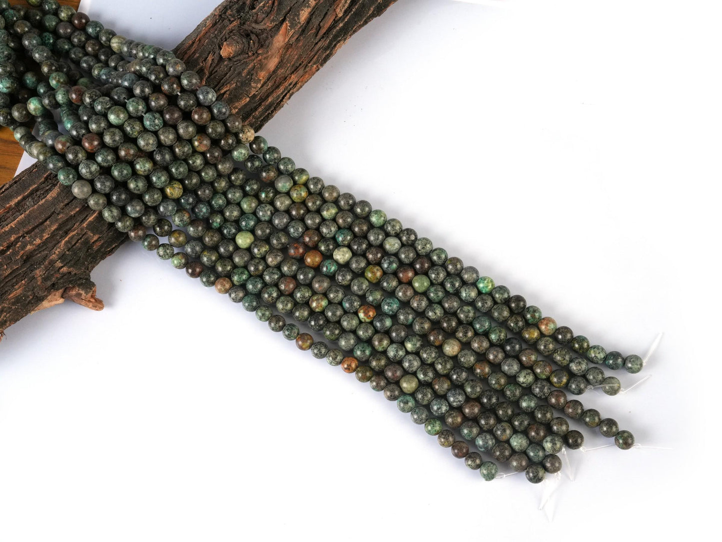 Natural African Turquoise Gemstone Round Smooth Beads String 15.5 Inches Long 4/6/8/10 MM for Jewelry Making and Crafting - AS & JG