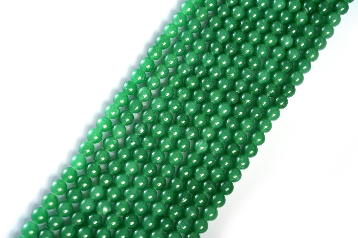 Natural Green Aventurine Gemstone Round Smooth Beads String 15.5 Inches Long 4/6/8/10 MM for Jewelry Making and Crafting - AS & JG