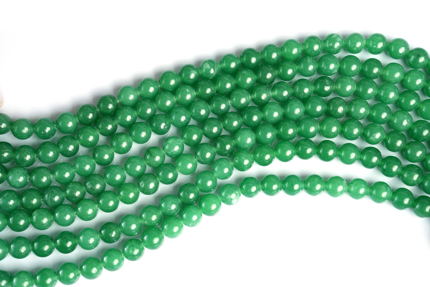 Natural Green Aventurine Gemstone Round Smooth Beads String 15.5 Inches Long 4/6/8/10 MM for Jewelry Making and Crafting - AS & JG