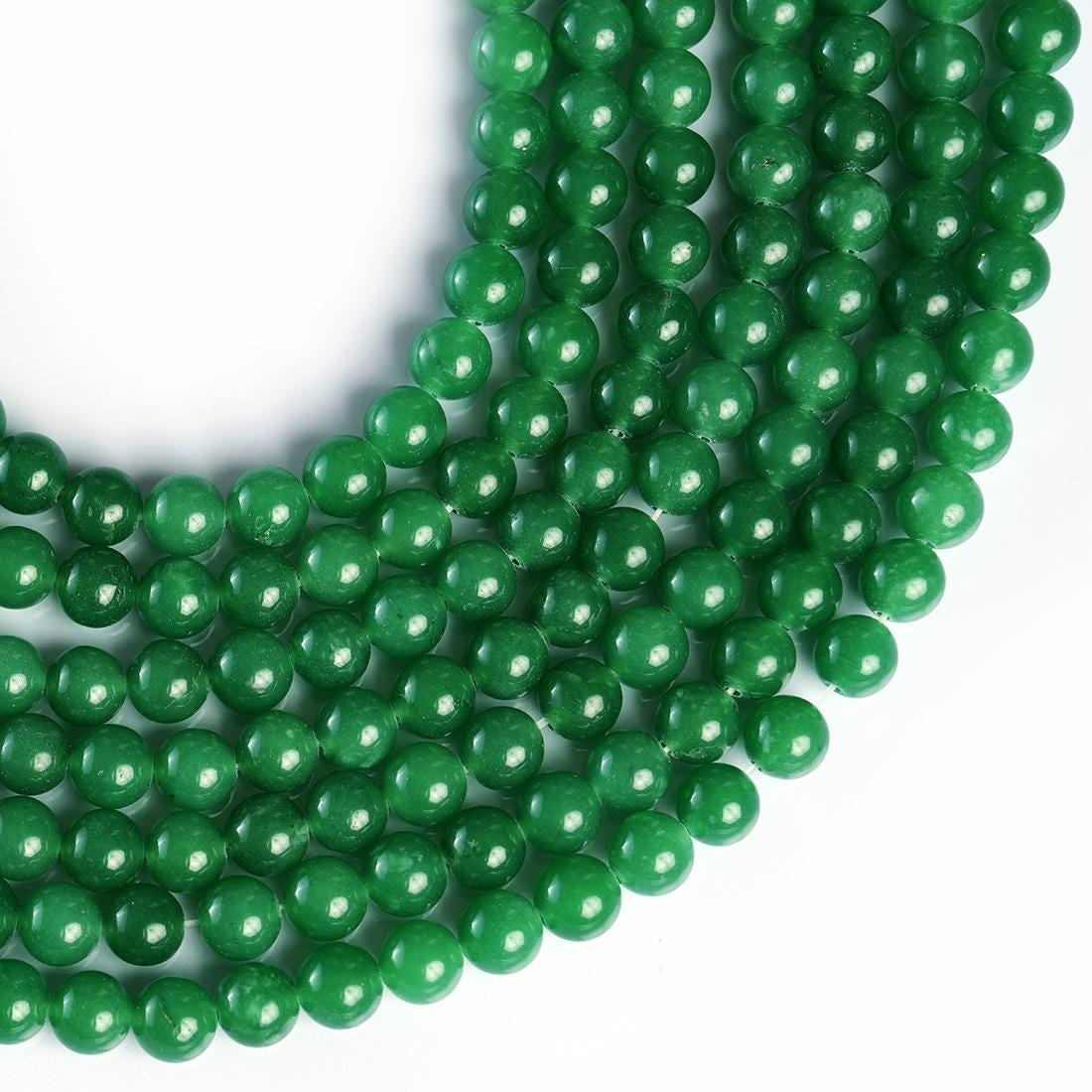 Natural Green Aventurine Gemstone Round Smooth Beads String 15.5 Inches Long 4/6/8/10 MM for Jewelry Making and Crafting - AS & JG