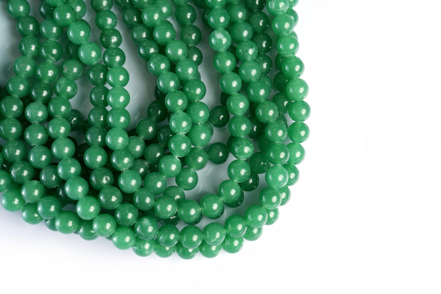 Natural Green Aventurine Gemstone Round Smooth Beads String 15.5 Inches Long 4/6/8/10 MM for Jewelry Making and Crafting - AS & JG