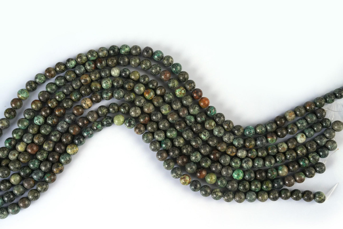 Natural African Turquoise Gemstone Round Smooth Beads String 15.5 Inches Long 4/6/8/10 MM for Jewelry Making and Crafting - AS & JG