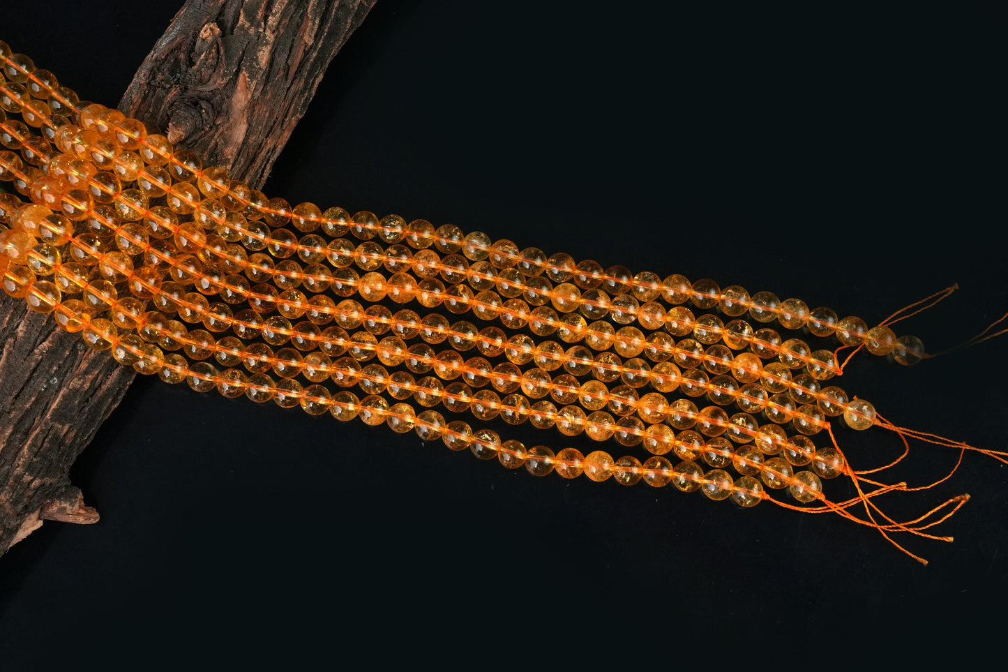 Natural Citrine Gemstone Round Smooth Beads String 15.5 Inches Long 4/6/8/10 MM for Jewelry Making and Crafting - AS & JG