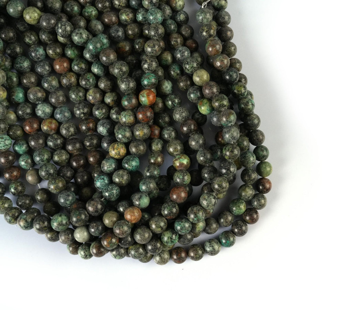 Natural African Turquoise Gemstone Round Smooth Beads String 15.5 Inches Long 4/6/8/10 MM for Jewelry Making and Crafting - AS & JG