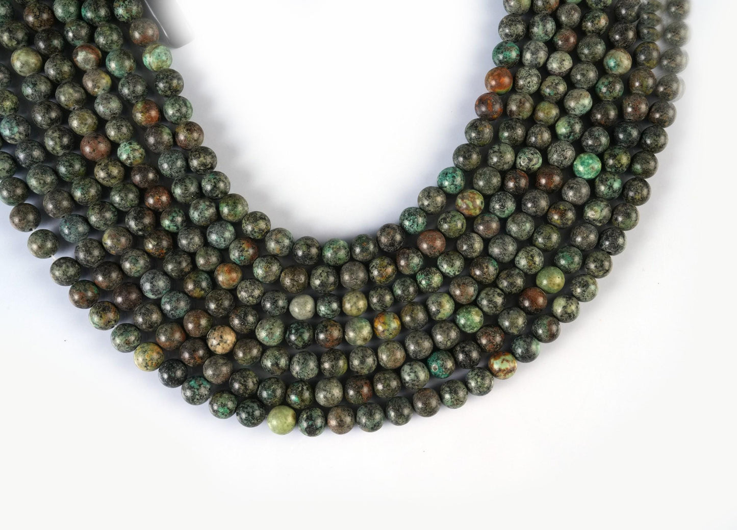 Natural African Turquoise Gemstone Round Smooth Beads String 15.5 Inches Long 4/6/8/10 MM for Jewelry Making and Crafting - AS & JG