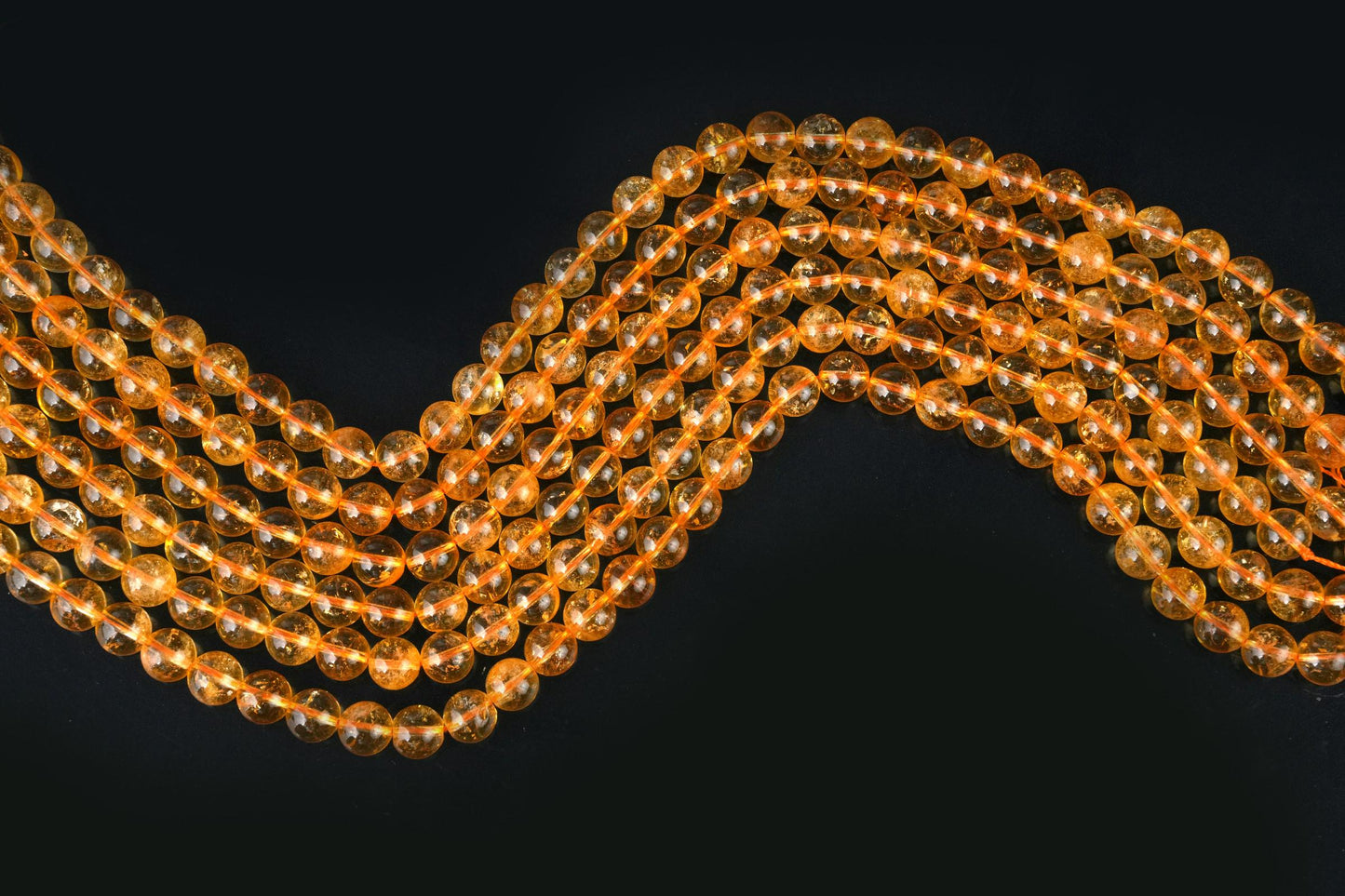 Natural Citrine Gemstone Round Smooth Beads String 15.5 Inches Long 4/6/8/10 MM for Jewelry Making and Crafting - AS & JG