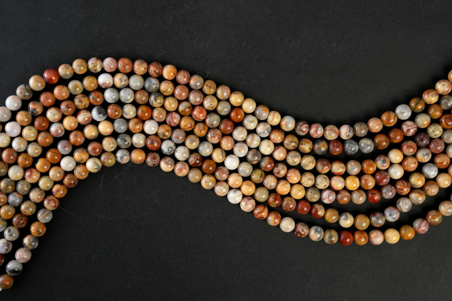 Natural Crazy Lace Agate Gemstone Round Smooth Beads String 15.5 Inches Long 4/6/8/10 MM for Jewelry Making and Crafting - AS & JG