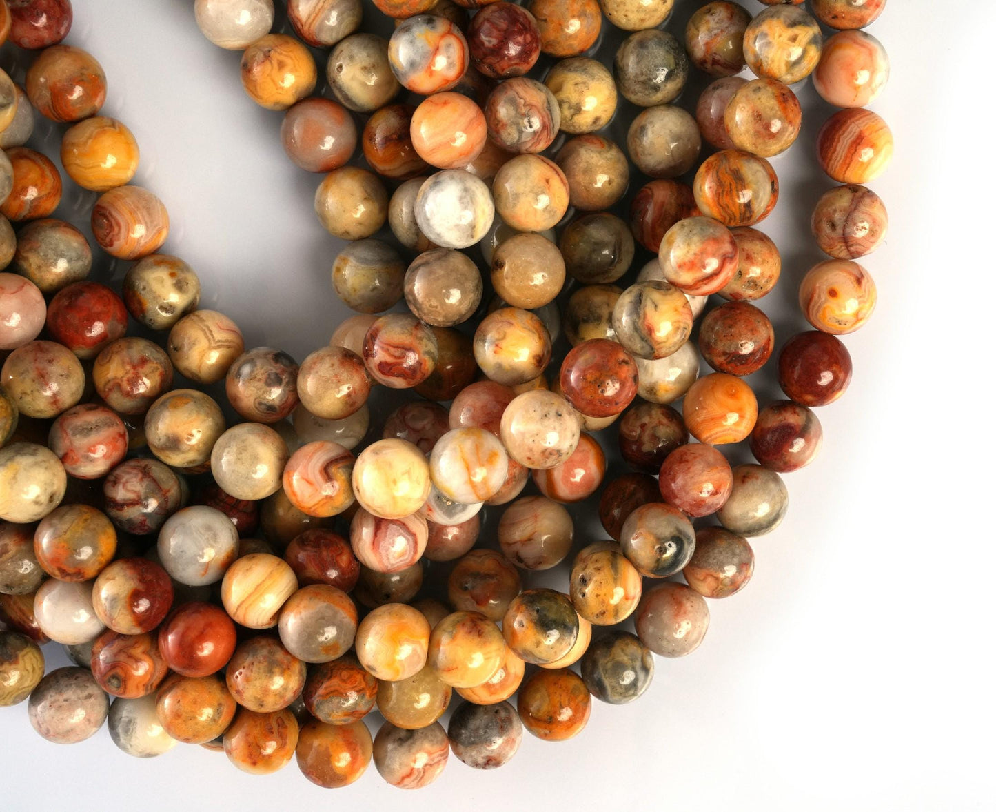 Natural Crazy Lace Agate Gemstone Round Smooth Beads String 15.5 Inches Long 4/6/8/10 MM for Jewelry Making and Crafting - AS & JG