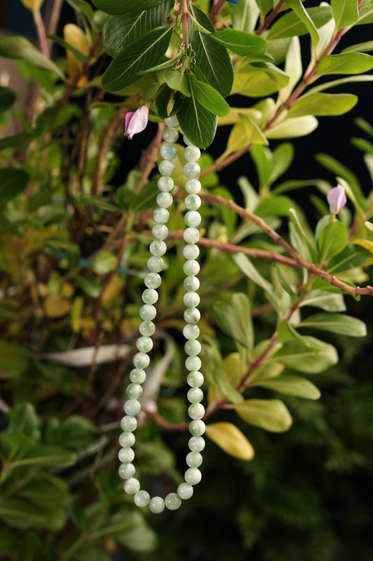 Genuine Angelite Beads Necklace / Handcrafted Adjustable Mala Necklace / 8 MM Round Smooth Beaded Necklace Jewelry For Her - AS & JG